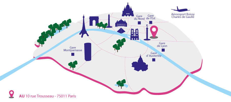 Map of Paris, AIJ, Budget Youth hostel